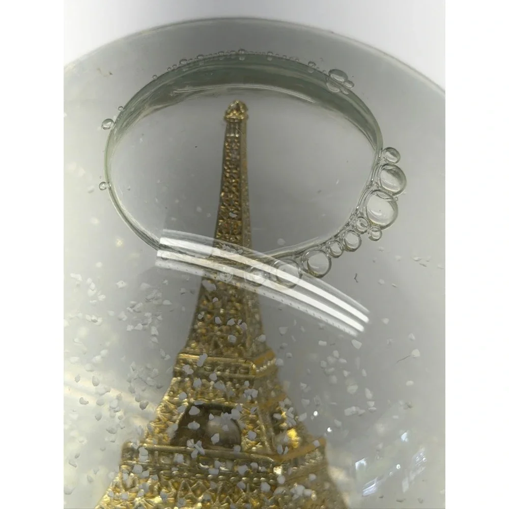 Walgreens Eiffel Tower Water Globe Glitter Snow Globe Gold Base Decor